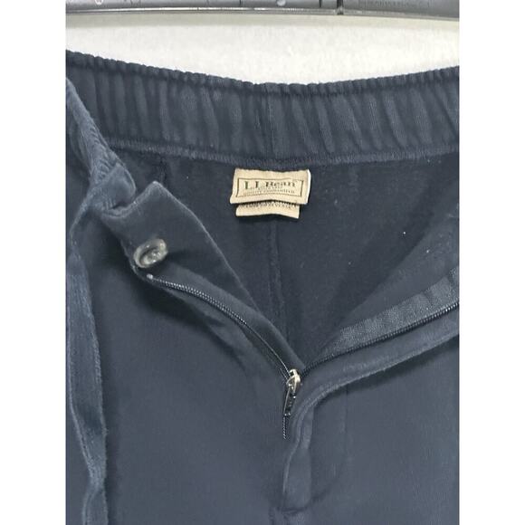 Vintage LL Bean Mens Large Tall Sweatpants Button Zip Fly Hidden Drawstring Navy - Picture 3 of 11